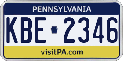 PA license plate KBE2346