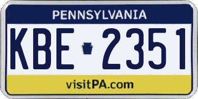 PA license plate KBE2351
