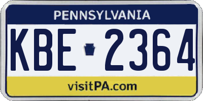 PA license plate KBE2364