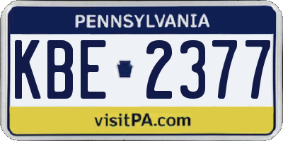 PA license plate KBE2377