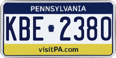 PA license plate KBE2380