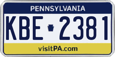 PA license plate KBE2381