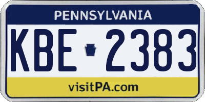 PA license plate KBE2383