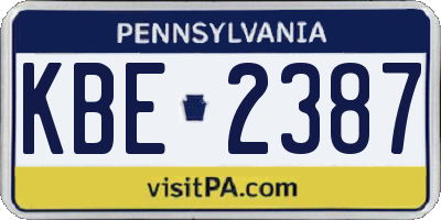 PA license plate KBE2387
