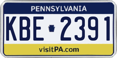 PA license plate KBE2391