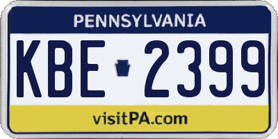 PA license plate KBE2399