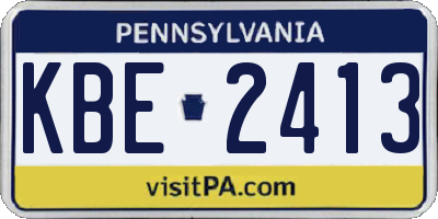 PA license plate KBE2413