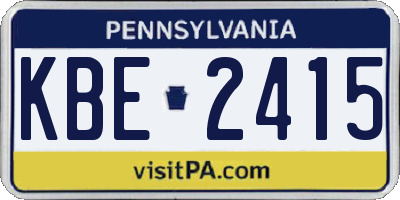 PA license plate KBE2415