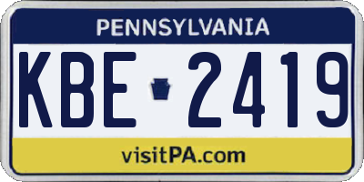 PA license plate KBE2419