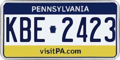 PA license plate KBE2423