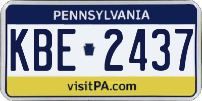 PA license plate KBE2437