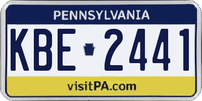 PA license plate KBE2441