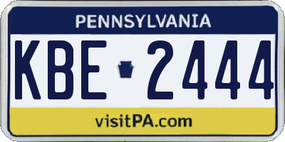 PA license plate KBE2444