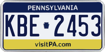 PA license plate KBE2453