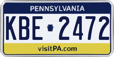PA license plate KBE2472