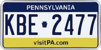 PA license plate KBE2477