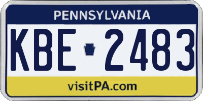 PA license plate KBE2483