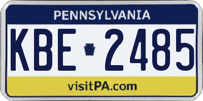 PA license plate KBE2485