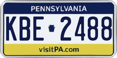 PA license plate KBE2488