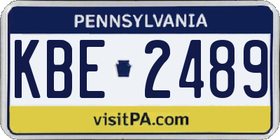 PA license plate KBE2489