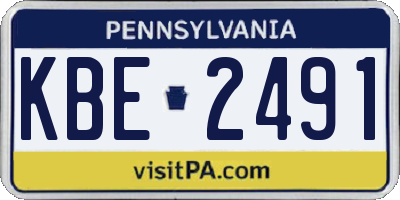 PA license plate KBE2491