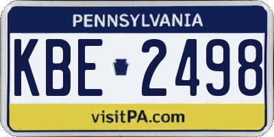 PA license plate KBE2498