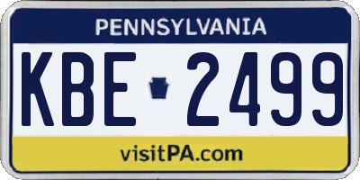 PA license plate KBE2499