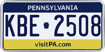 PA license plate KBE2508