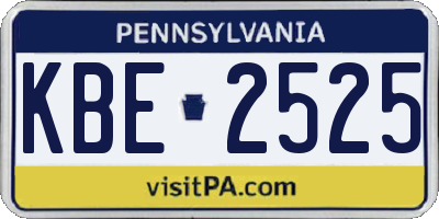 PA license plate KBE2525