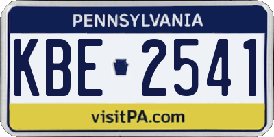 PA license plate KBE2541