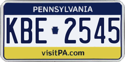PA license plate KBE2545