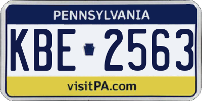 PA license plate KBE2563