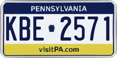 PA license plate KBE2571