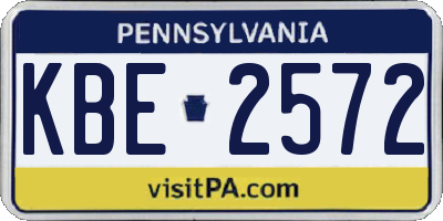 PA license plate KBE2572