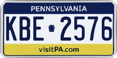 PA license plate KBE2576