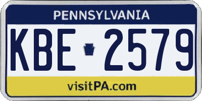 PA license plate KBE2579