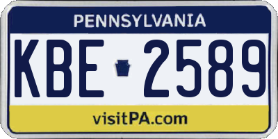 PA license plate KBE2589