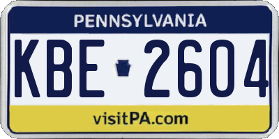 PA license plate KBE2604