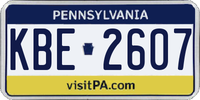 PA license plate KBE2607