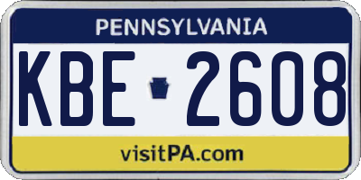 PA license plate KBE2608