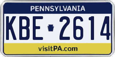 PA license plate KBE2614