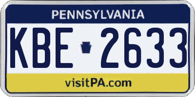 PA license plate KBE2633