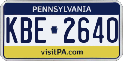 PA license plate KBE2640