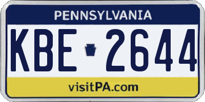PA license plate KBE2644