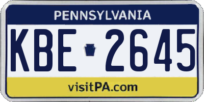 PA license plate KBE2645