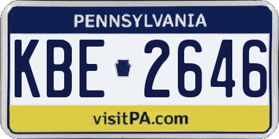 PA license plate KBE2646