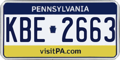 PA license plate KBE2663