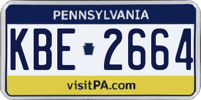 PA license plate KBE2664