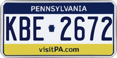 PA license plate KBE2672