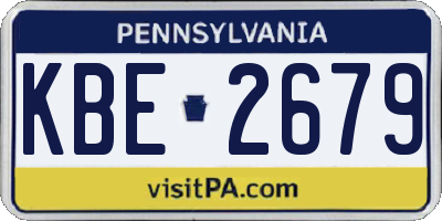 PA license plate KBE2679